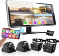 ASLONG 10.36' Wireless CarPlay Screen for Car & 4K 4CH Dash Cam with Android Auto, Portable HD Touchscreen Car Stereo with 1080P Backup Camera, GPS Navigation Mirror Link for Semi Trailer Truck