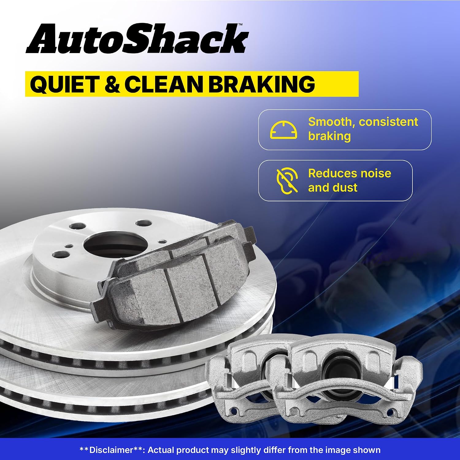 AutoShack Rear Brake Rotors, Ceramic Pads & Calipers for Honda & Acura, Civic 2006-2015 ILX 2013-2015 CSX 2006-2011, FWD L4 1.3L 1.5L 1.8L 2.0L 2.4L - 10.24' (260 mm), 5-Lug
