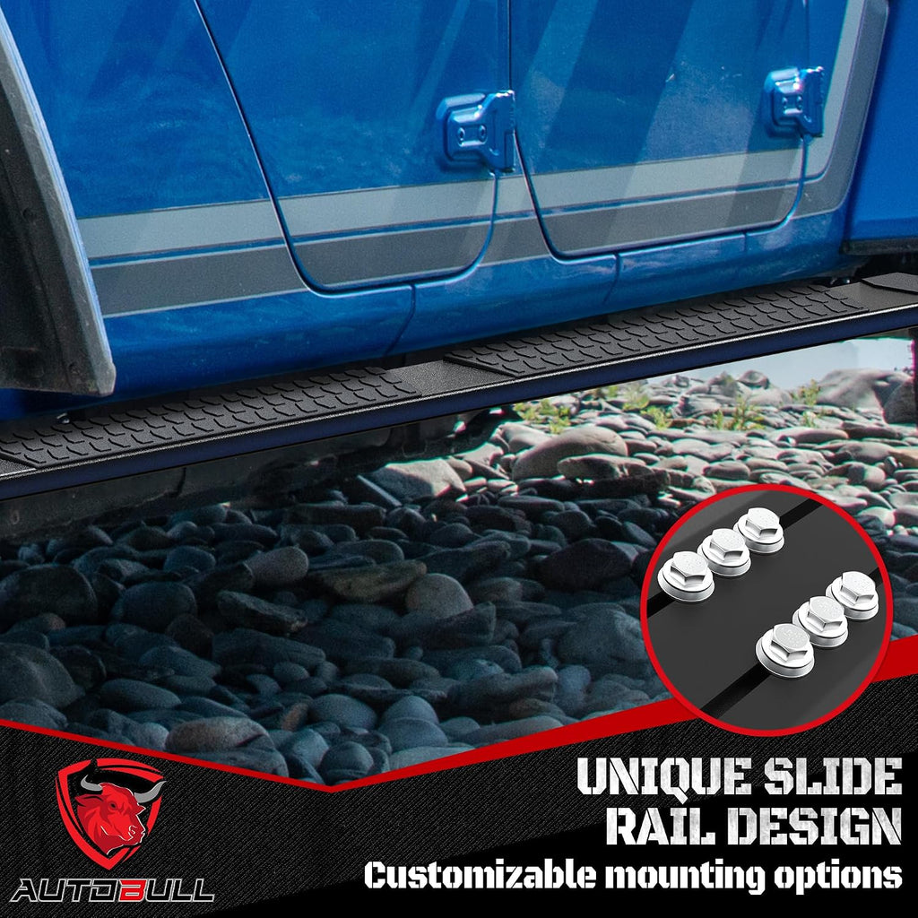 6 Inches Running Boards Side Steps Compatible with 2007-2021 Toyota Tundra Crewmax Cab 4 Full Size Doors, Black Textured Aluminum Nerf Bars