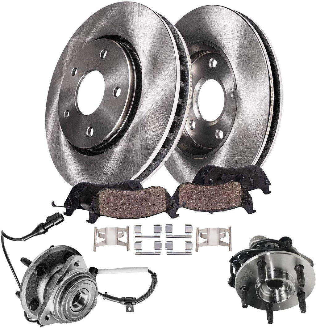 Detroit Axle - 4WD Front Brake Kit for Ford Explorer Ranger Mazda B3000 B4000 Mercury Mountaineer Disc Brake Rotors Ceramic Brakes Pads Wheel Bearing Hubs Assembly Replacement