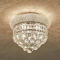 3 - Light Flush Mount Crystal Chandelier for Bathroom Hallway Entryway Closet Bedroom Laundry Chrome Finish