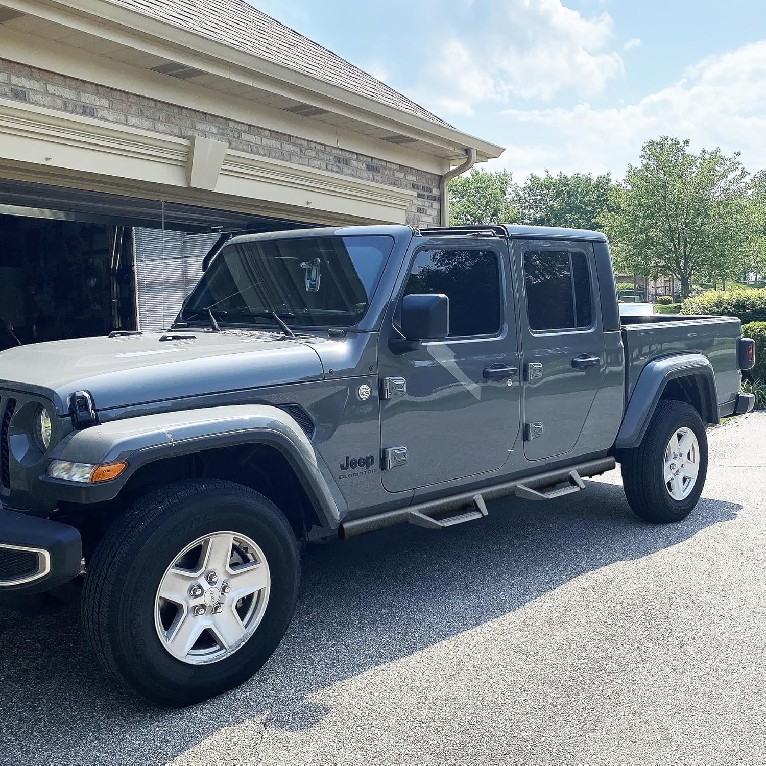 BINARY STAR Curve Design Running Boards Compatible with Vehicle 2020-2026 Jeep Gladiator Jt 4 Door, Rock Rails Sliders Drop Down Side Steps Made with Carbon Steel.