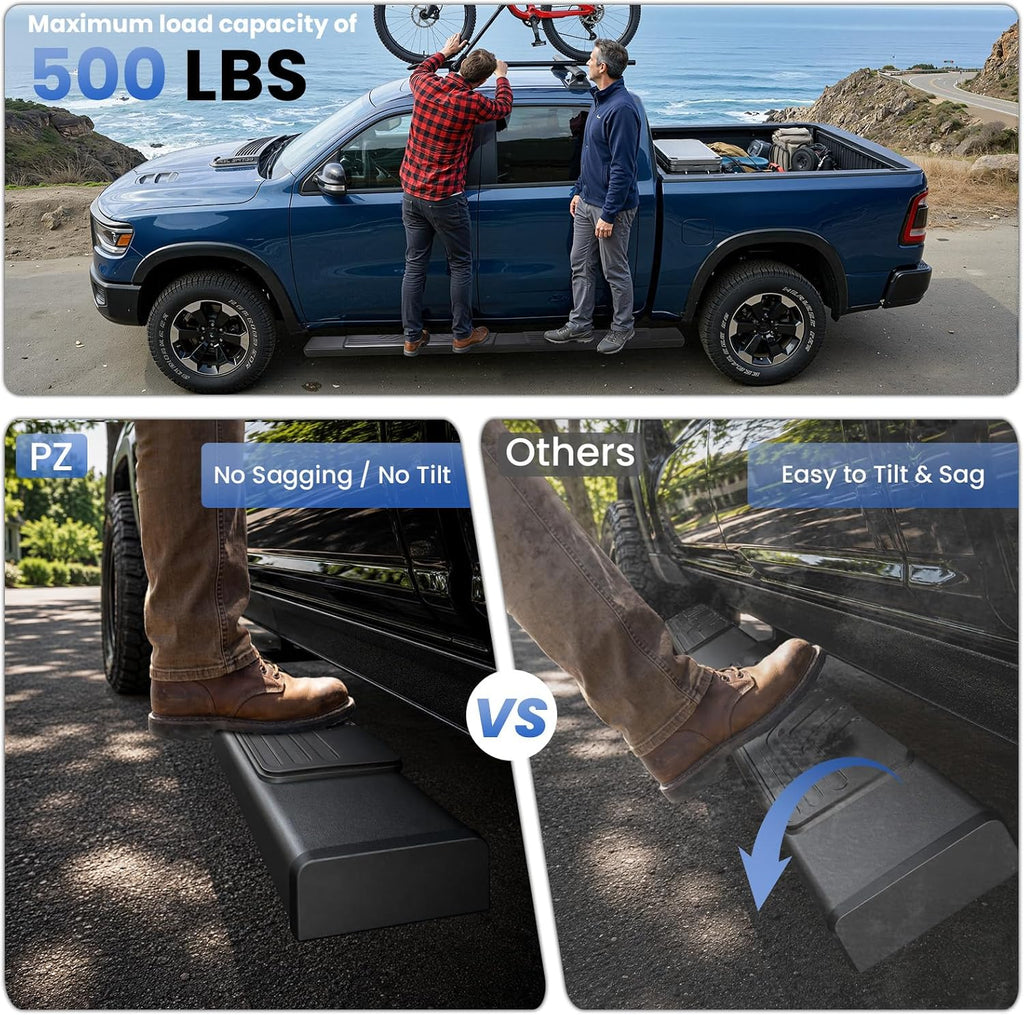 PZ 6.5' Running Boards Anti-Slip Side Steps Compatible with Chevy Silverado 1500/GMC Sierra 1500 2019-2026 Crew Cab, 2020-2026 2500HD 3500HD,500LBS No Drill Truck Running Boards Direct Fit Nerf Bar