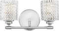 Hinkley Elle Collection Two Light Bathroom Vanity Fixture with Clear Chevron Glass, Chrome