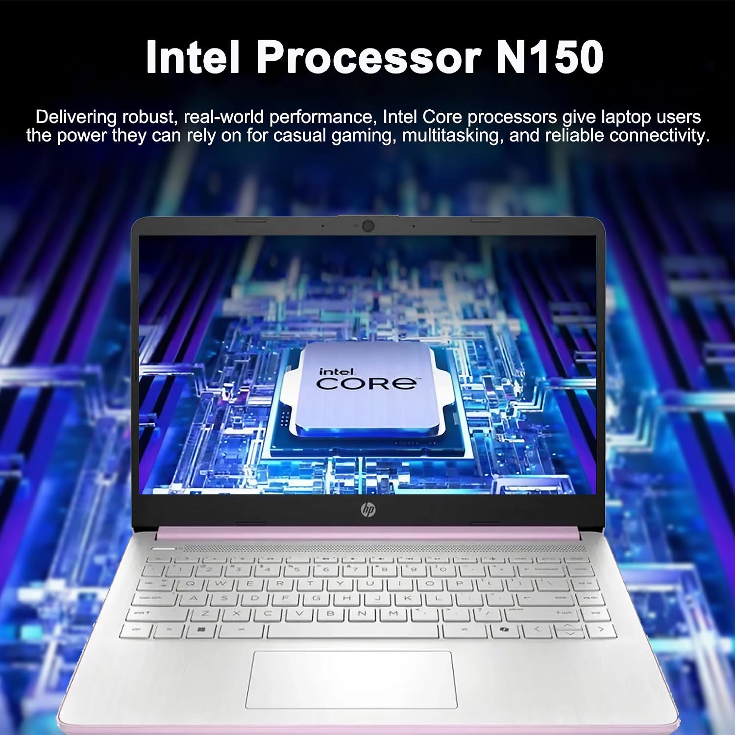 HP 14 Lightweight Business & Student Portable Laptop 14' HD Anti-Glare Intel 4-core N150 8GB RAM 192GB Storage (128GB UFS + 64GB SD Card) Long-Lasting Battery Office365 (1-yr) Win11 ICP Accessory