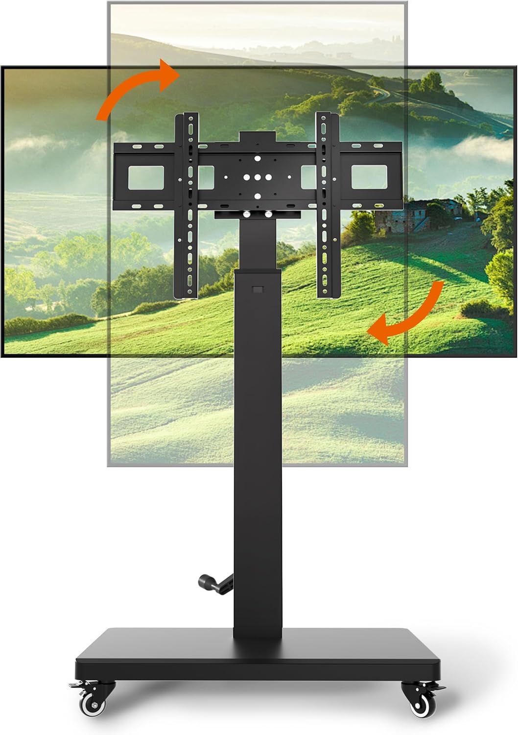 Mobile TV Cart Stand with Wheels for 32-80 Inch TVs,90°Landscape to Portrait Rotating,Manual Height Adjustable,Max VESA 600x400mm,Holds 110 Lbs,Mobile TV Cart Rolling TV Stand,XL-XZ08B