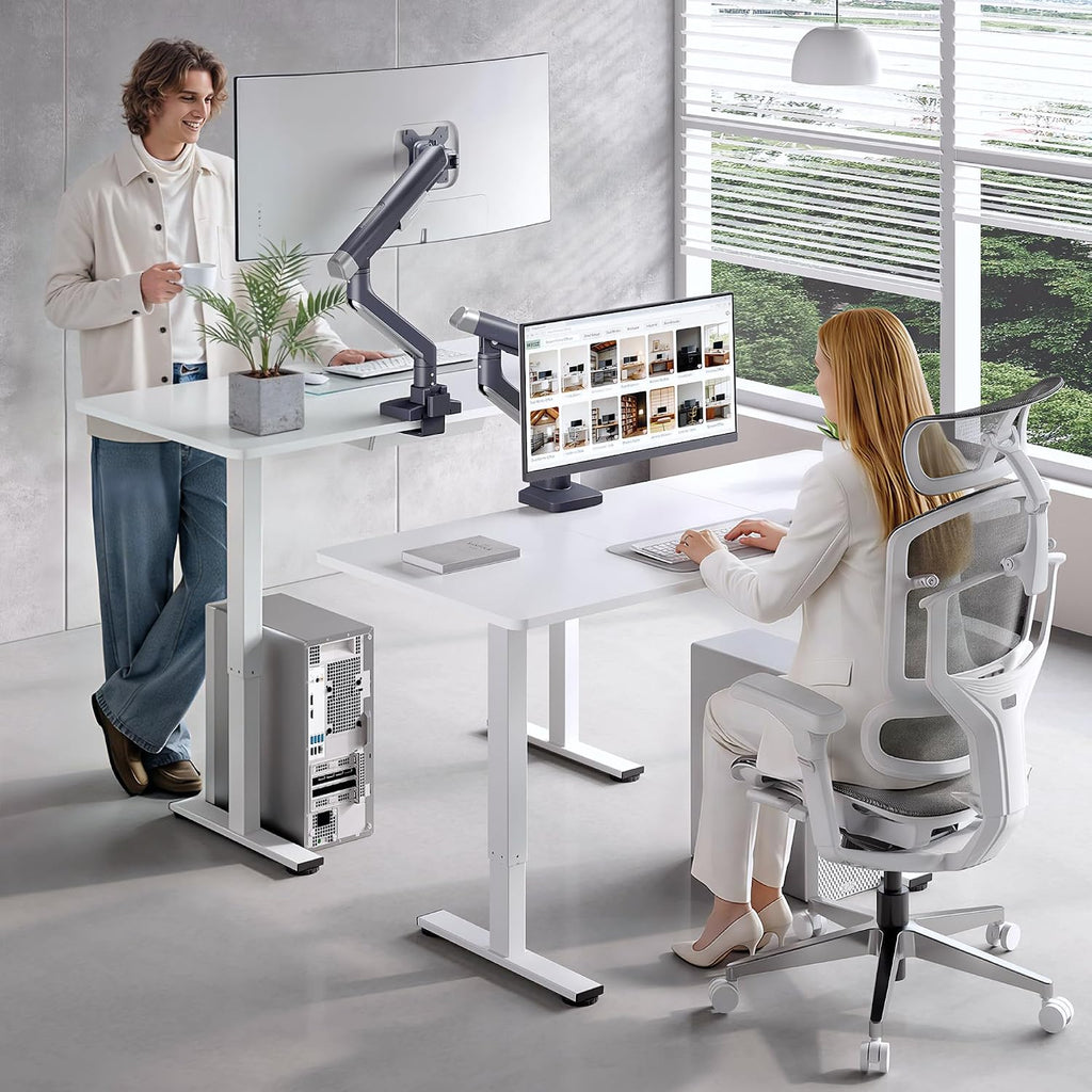 FlexiSpot Single Monitor Arm, Premium Aluminum Monitor Desk Mount Fits Screen up to 39 Inches, Fully Adjustable Monitor Stand with C-Clamp & Grommet Base, Holds 6.61 to 26.46 lbs, Gun Gray