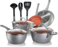 NutriChef 11 Piece Nonstick Ceramic Cookware Set - Pots and Pans Set with Ergonomic Handles, Induction Ready, Includes Saucepan, Dutch Oven, Large & Small Fry Pans