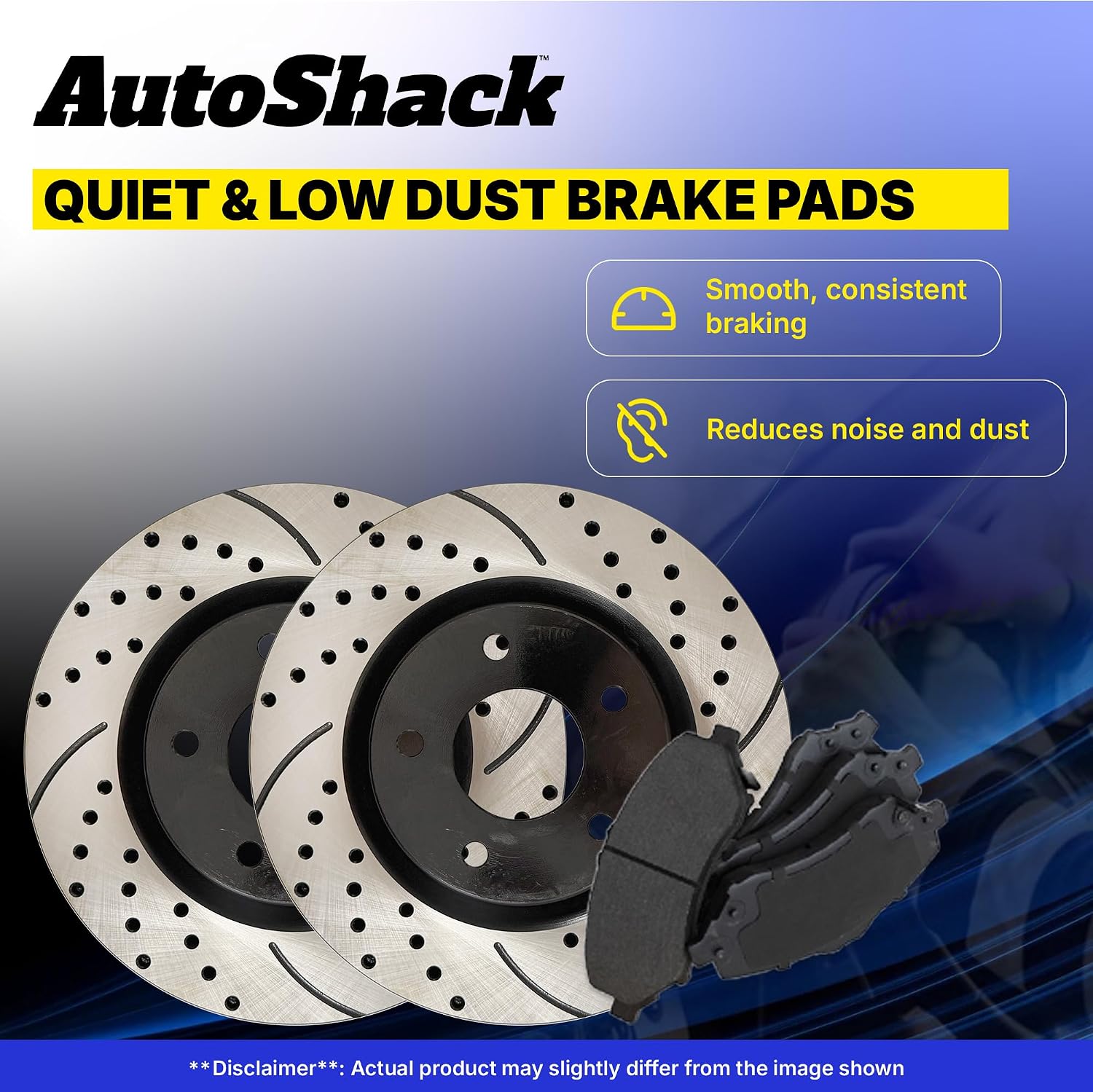 AutoShack Front & Rear Brake Rotors & Ceramic Pads for Honda, Civic 2006-2011, FWD L4 1.8L - E-Coated Drilled & Slotted - ShadowGuard