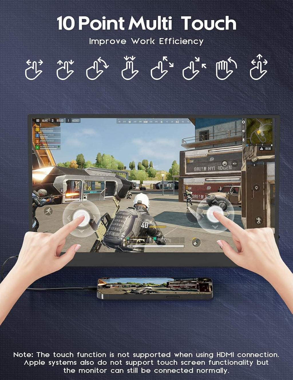 ZSCMALLS 17.3'' 4K Touch Portable Monitor for Laptop, 3840P×2160P Touch Screen with HDR, 100% sRGB 1500:1, Ultra Slim & Eye Care,Travel Monitor External for Laptop, Mac, PC, PS5, Xbox