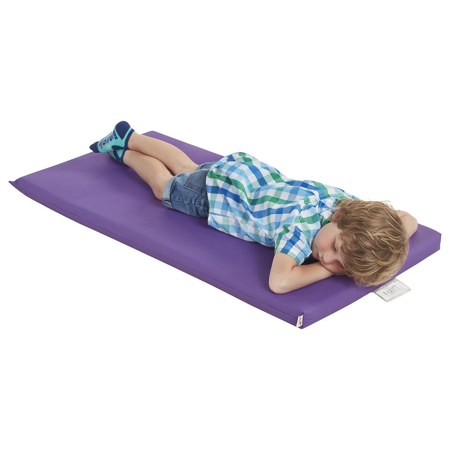 ECR4Kids SoftZone Rainbow Rest Time Mat with Name Tag, Sleeping Pad, Purple, 5-Piece