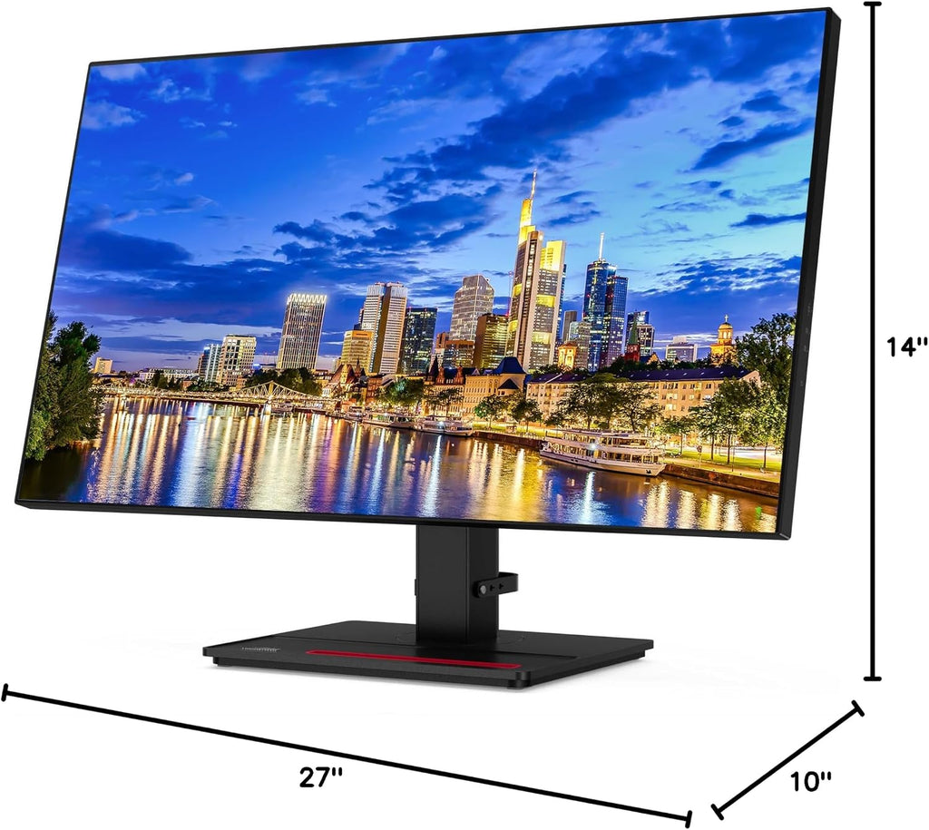 Lenovo ThinkVision P27h 2560 x 1440 LED QHD LCD Monitor, 2-Pack Bundle with HDMI, DisplayPort, Daisy Chain Ready, Dock, USB-C, Dual Monitor Stand, MK540 Wireless Keyboard and Mouse, and Wrist Pad