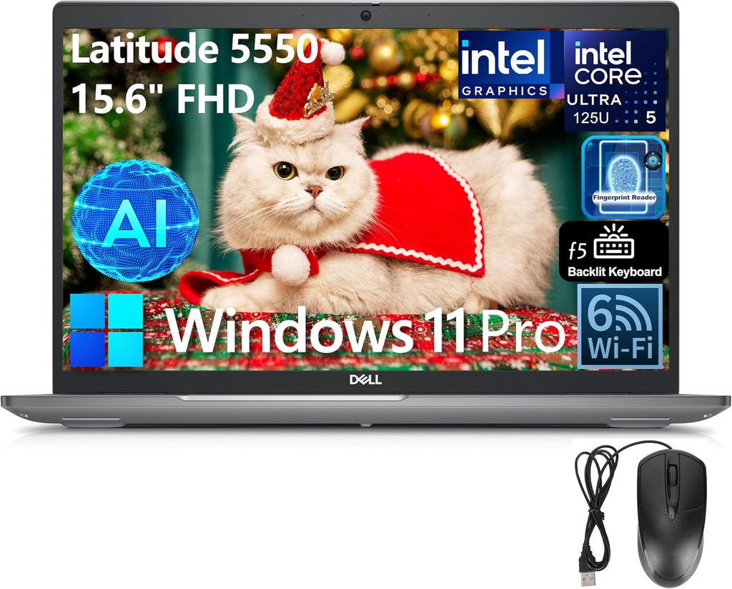 Dell Latitude 5550 15 5000 AI Laptop, 15.6' FHD Business Computer, Intel 12-Core Ultra 5 135U (Beat i7-1355U), 16GB DDR5 RAM, 1TB SSD, WiFi 6, Backlit Keyboard, Fingerprint Reader, Windows 11 Pro