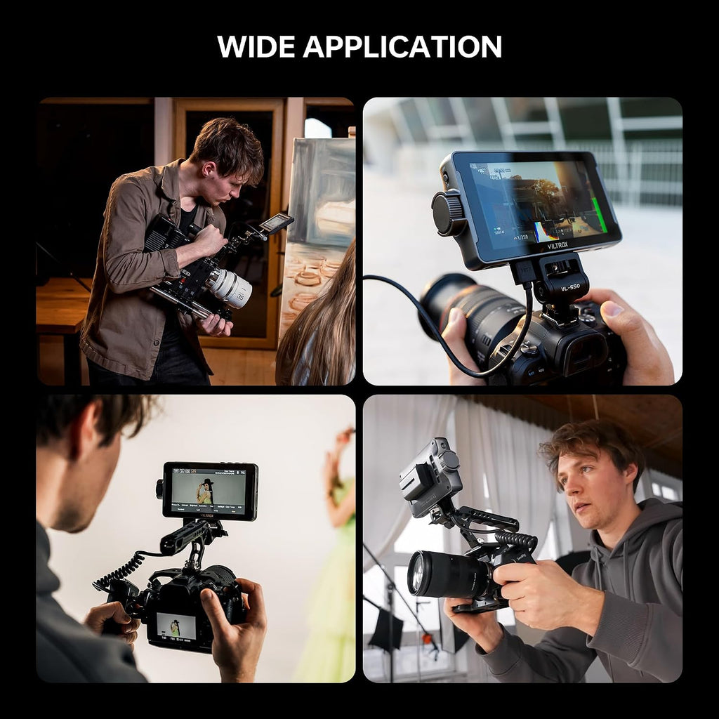 VILTROX DC-550 Pro Camera Field Monitor 1200nit HD 1920x1080 IPS Touch Screen Camera Monitor with 3D LUT, 4K HDMI Loop in/Out with Peak Focus Assist HDR Waveform, Sunshade Hood&Battery Cold Shoe Mount