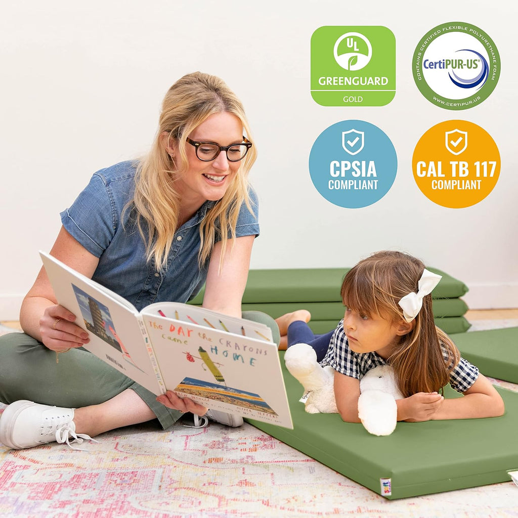 ECR4Kids SoftZone Rainbow Rest Mat, 2in, Sleeping Pad, Hunter Green, 5-Piece