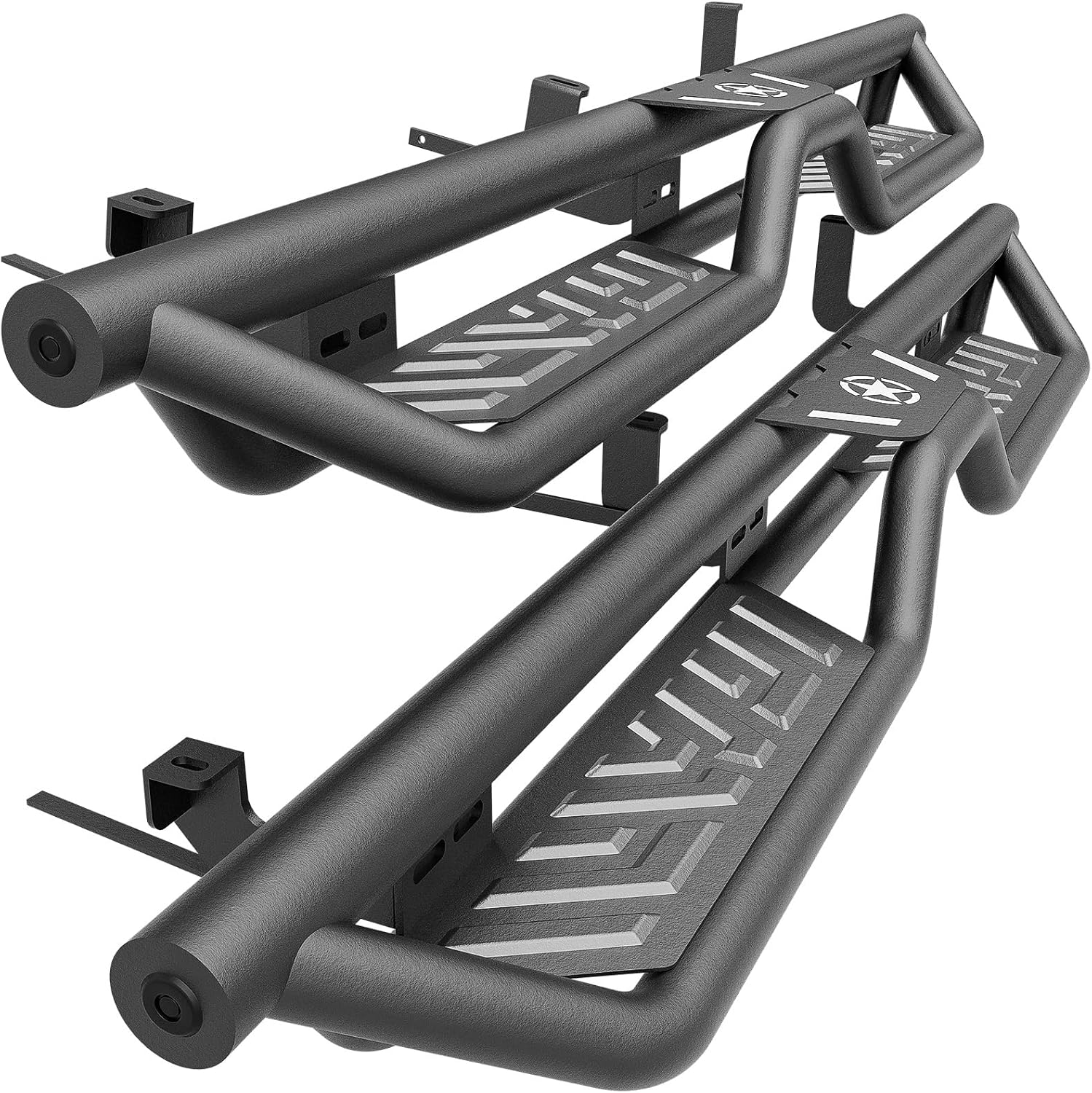 YZONA Running Boards Compatible with 1999-2006 Chevy Silverado & GMC Sierra 1500, 2001-2006 Chevrolet Silverado & GMC Sierra 2500 3500 HD Double/Extended Cab Side Steps, Nerf Bar Two Stairs Design