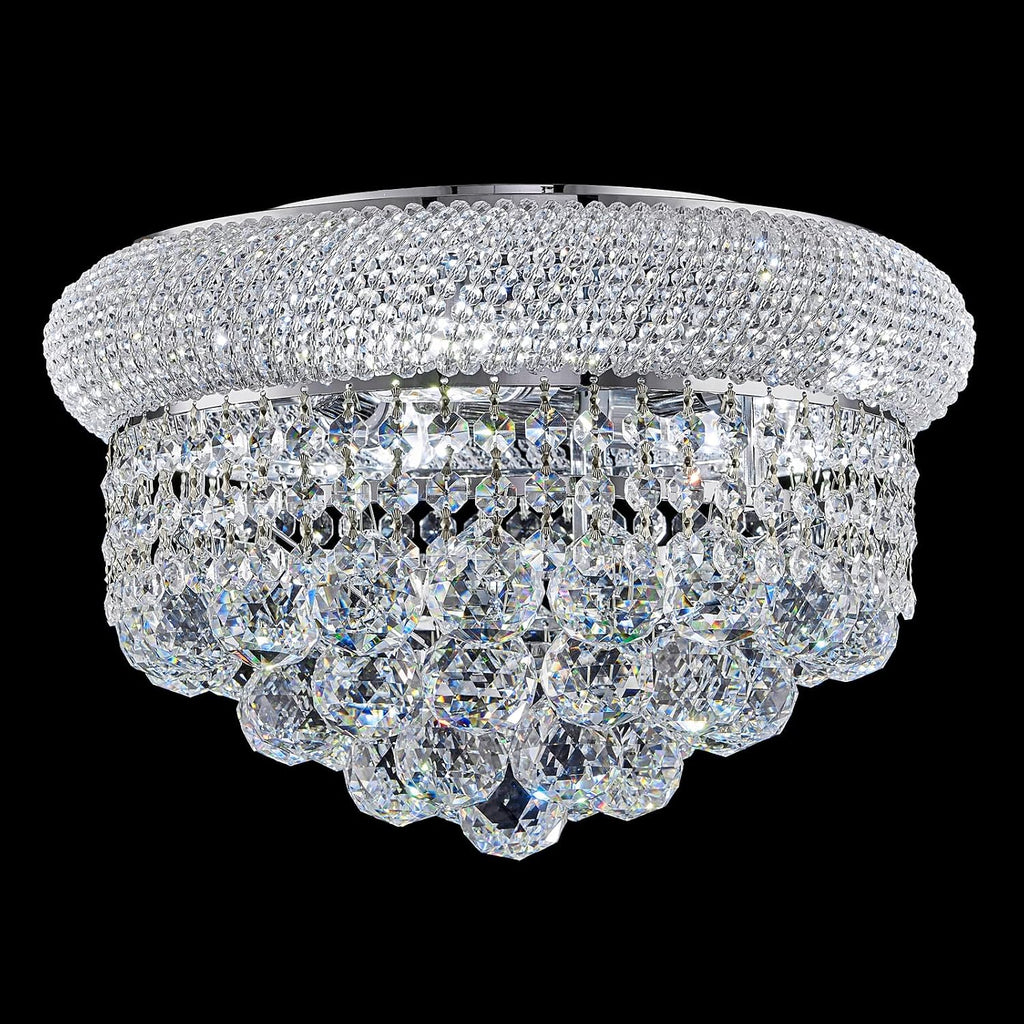5 - Light 14' Crystal Flush Mount Chandelier Ceiling Light Fixture for Bathroom Hallway Entryway Closet Bedroom Laundry Chrome Finish