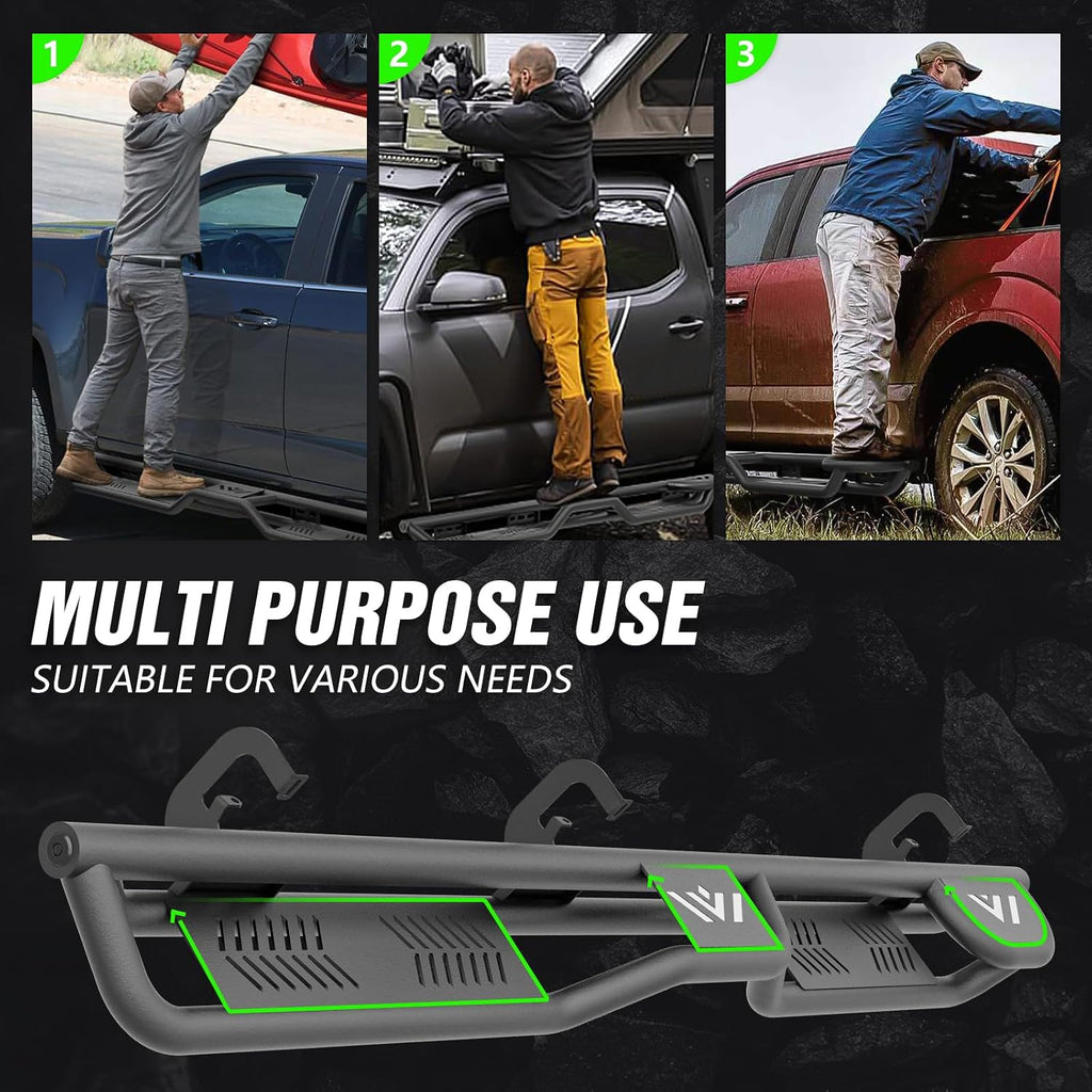 YZONA Two Raised Steps Double Cab Running Boards Compatible with 2007-2018 Chevrolet Silverado & GMC Sierra 1500, 2007-2019 Chevy Silverado & GMC Sierra 2500 3500 HD Extended Cab Side Step Nerf Bar