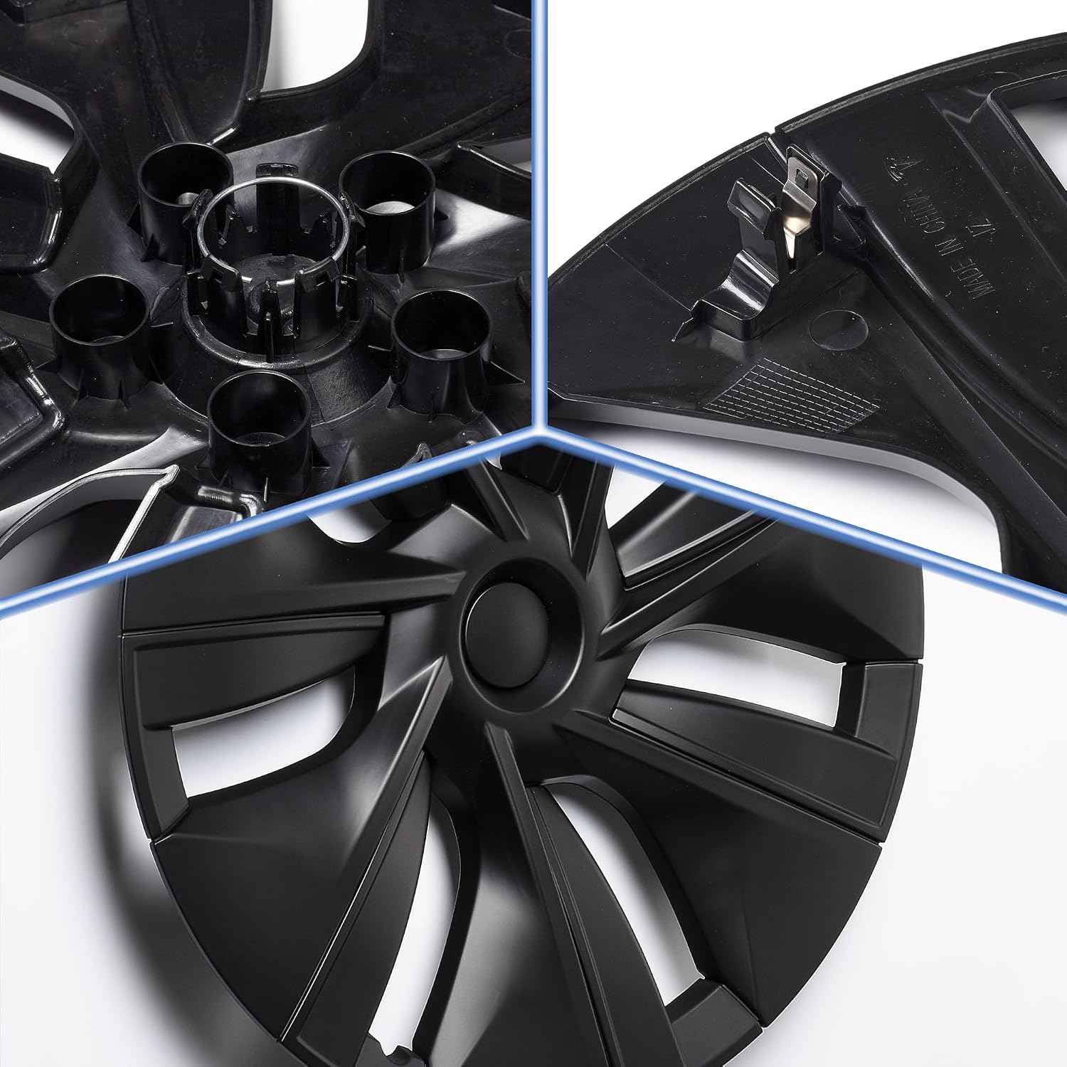 Matte Black Hubcap Wheel Cover Replacement Kit Compatible with Model Y, 19' Hub Caps Wheel Rim Cover Protector Car Exterior Accessories Pack of 4, 19 inches