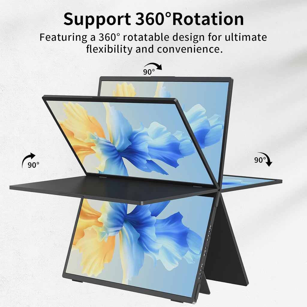 Laptop Screen Extender,15.6' Dual Monitors (Wins/Mac) Folding Stacked Portable Dual Monitor, USB C Travel Extended Computer Display with Triple Portable Monitor for Laptop PC Windows Mac