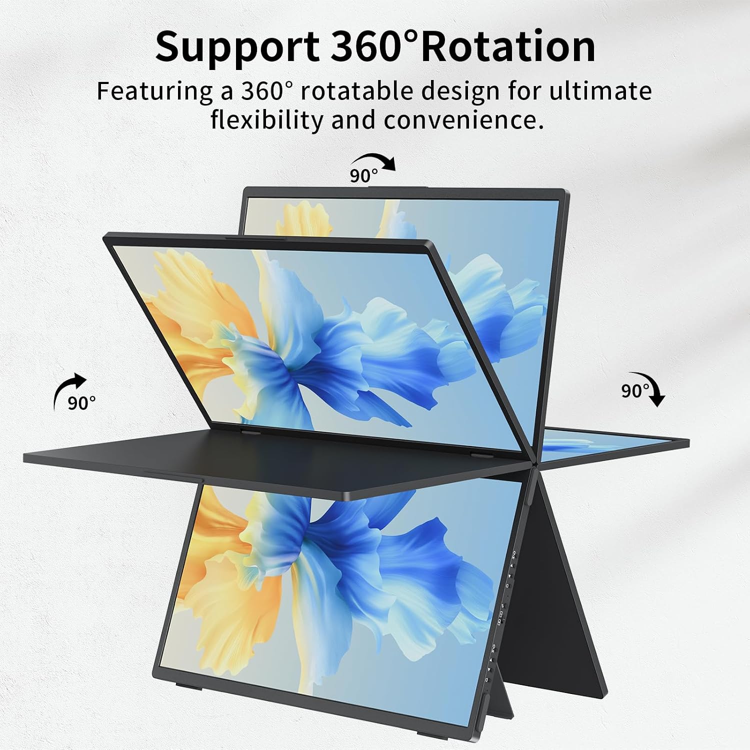 Laptop Screen Extender,15.6' Dual Monitors (Wins/Mac) Folding Stacked Portable Dual Monitor, USB C Travel Extended Computer Display with Triple Portable Monitor for Laptop PC Windows Mac