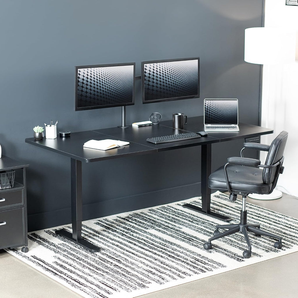 VIVO Electric 71 x 36 in Dual Motor Sit Stand Desk, Memory Height Adjustment, 2B Series, Black Top Black Frame, DESK-KIT-2B7B-36