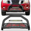 Nilight Bull Bar with Light Compatible with Nissan Frontier 2005-2021 (Tow Hooks Must be Removed) Front Bumper Grille Brush Push Guard with Skid Plate Licence Hole Black