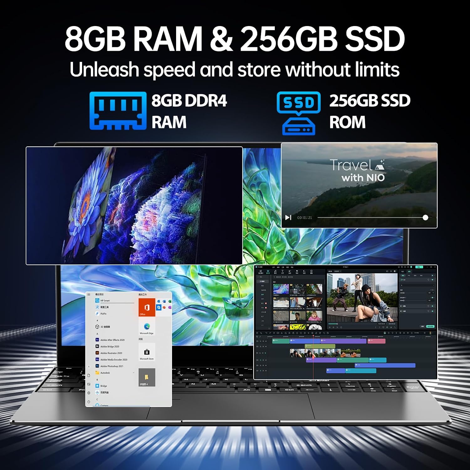 2026 Latest 15.6'' Laptop Compatible with Windows 11, 8GB RAM 256GB SSD, Quad-Core Processor(2.9GHz), 1080p FHD Display, Backlit Keyboard, USB3.2Gen1, Mini HDMI, WiFi5, Bluetooth5, TF Card Slot, Black