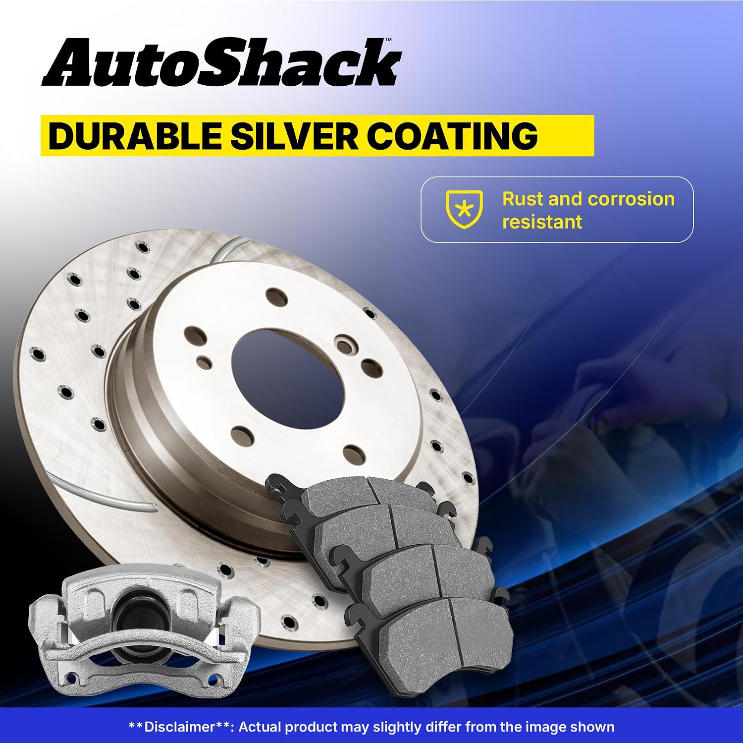 AutoShack Front Brake Rotors, Premium Pads & Calipers for Honda, Civic 2006-2011, FWD L4 1.8L - Silver Zinc Coated Drilled & Slotted - SilverShield Pro - 10.31' (261.9 mm), 5-Lug