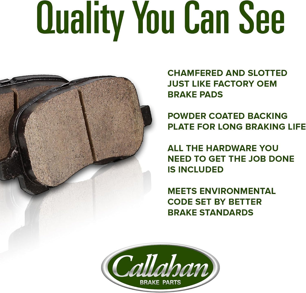 Callahan Brake Parts Front Brake Kit For Honda Civic 2006-2011 [Model Specific] Replacement Drilled Slotted Brake Rotors with Ceramic Brake Pads