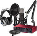 Rode NT1 Signature Black Condenser Microphone Bundle with PSA1+ Studio Boom Arm, Focusrite Scarlett 2i2 (4G), and Cans50 Headphones — 4 dBA XLR Studio Mic for Singing, Vocal Recording, Voice Over