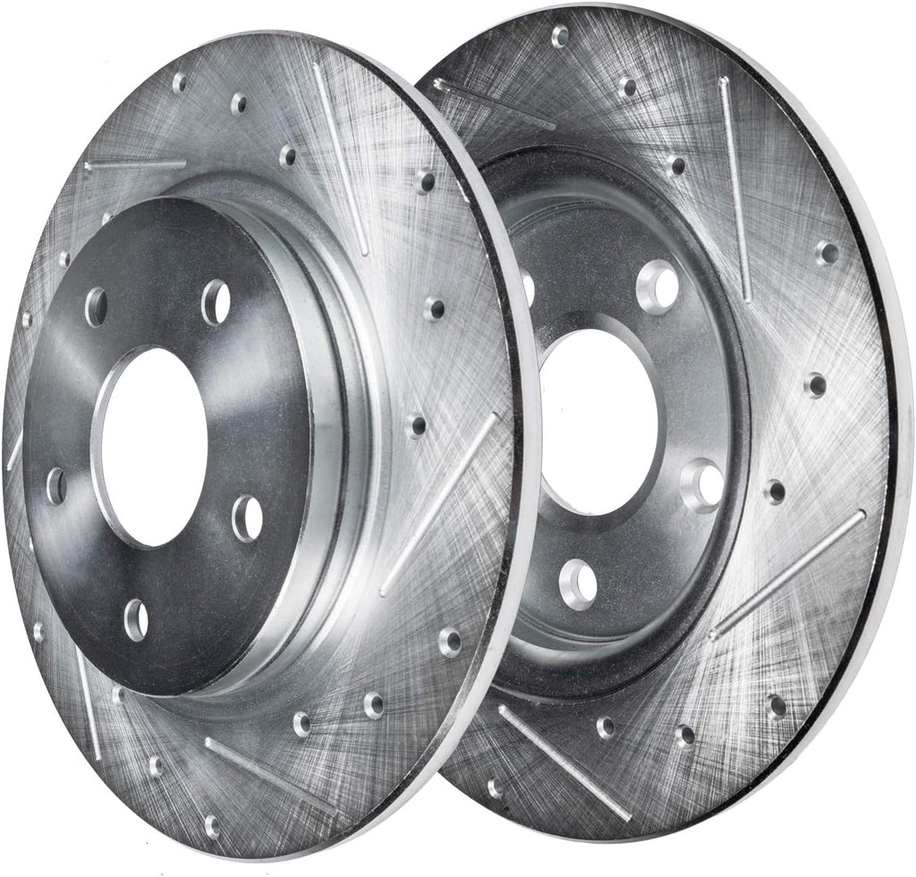 Detroit Axle - 4pc Brake Rotors for 2014 2015 Chevrolet Cruze, Drilled and Slotted Disc Brake Rotors Replacement : 10.87' inch Front and 11.50' inch Rear Rotor