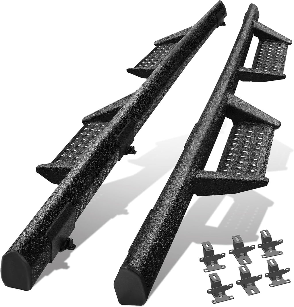 BINARY STAR Curve Design Running Boards Compatible with Vehicle 2018-2026 Jeep Wrangler JL 4 Door, Wrangler JL Nerf Bars Step Bars Made with Carbon Steel.Curved Rock Rail Style – No Gaps.