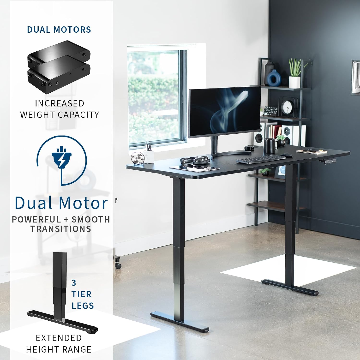 VIVO Electric 71 x 30 in Dual Motor Sit Stand Desk, Memory Height Adjustment, 2B Series, Black Top Black Frame, DESK-KIT-2B7B