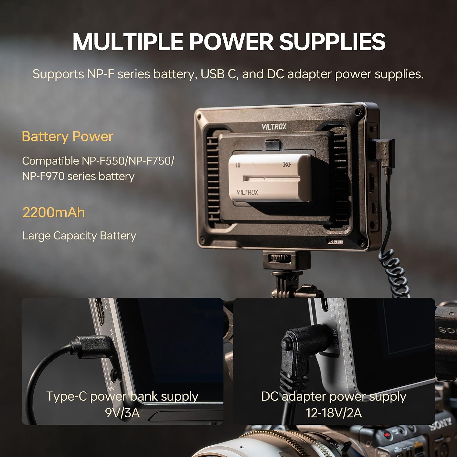 VILTROX DC-L1 7' Camera Field Monitor Touchscreen DSLR Kamera Monitor with 170° Wide View Angle,600 Nits,HD 1280x800 IPS 4K HDMI Loop in/Out with Peak Focus Video Assist Waveform,Battery,Sunshade Hood