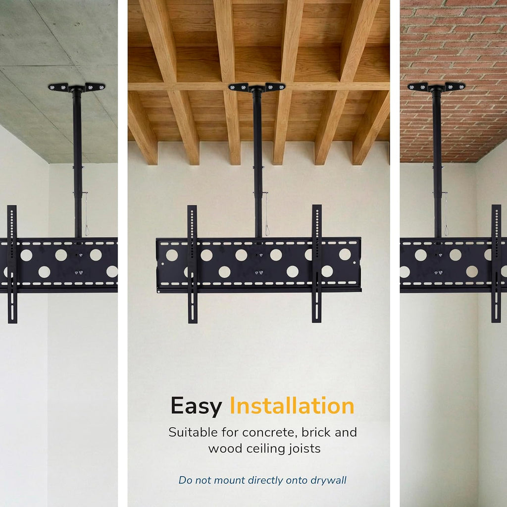 Mount-It! Ceiling TV Mount for 42–90 Inch TVs – Full Motion Swivel, Tilt & Height Adjustable TV Bracket, 220 lb Capacity, VESA 800x400, Sloped Ceilings, Corners – Home & Commercial Use