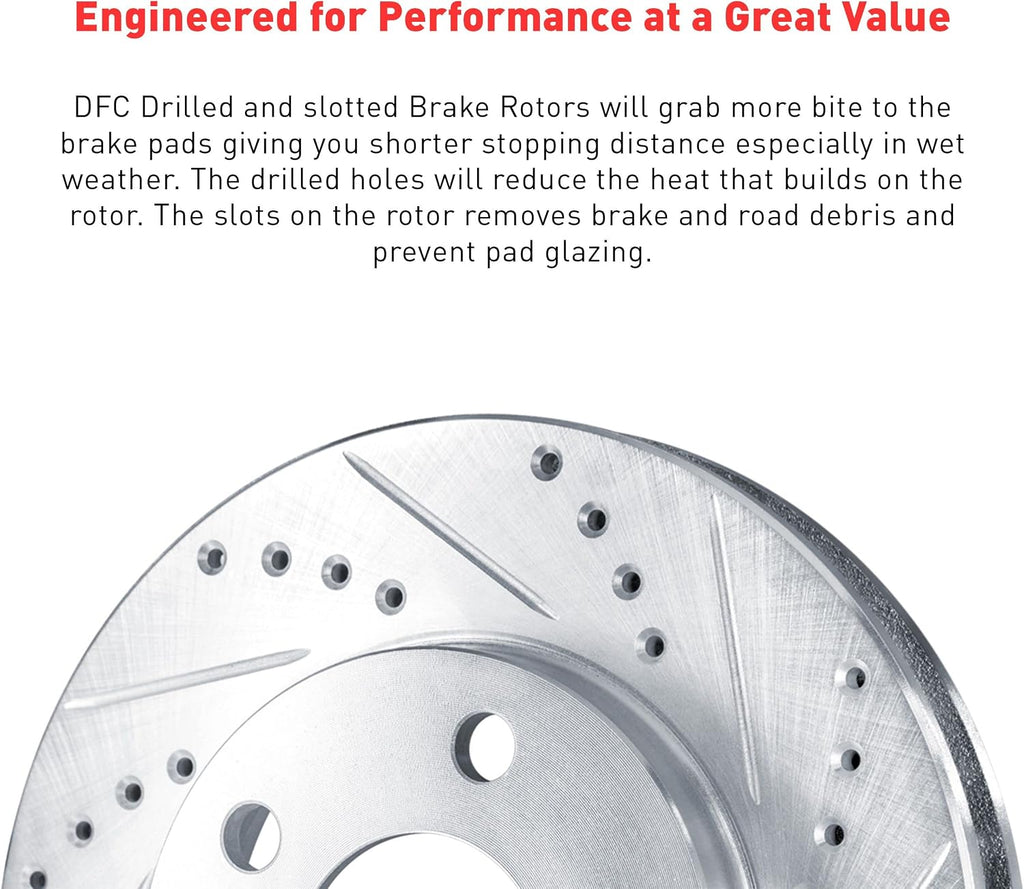 Dynamic Friction Company Front Brake Kit Fits 2007-2008 Honda Fit USA/CANADA| 5000 Advanced Pads, Drilled Slotted Rotors| Hardware| 10.3' Front