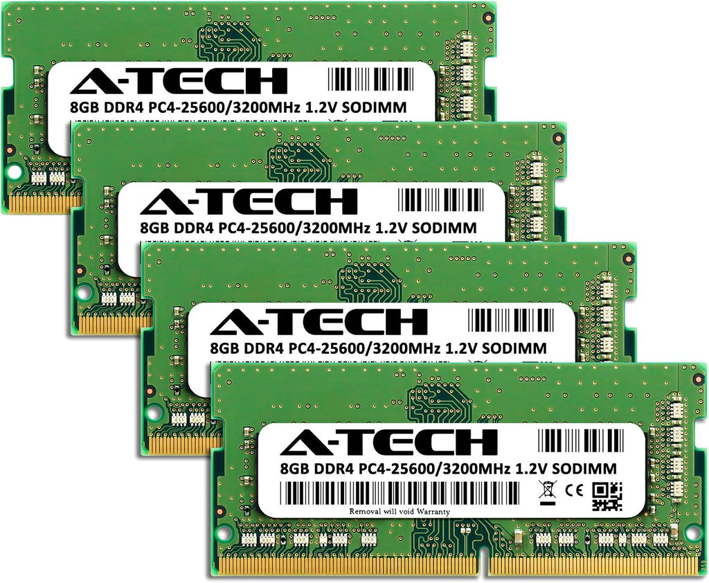 A-Tech 32GB (4x8GB) DDR4 3200 MHz SODIMM PC4-25600 (PC4-3200AA) CL22 Non-ECC Laptop RAM Memory Modules