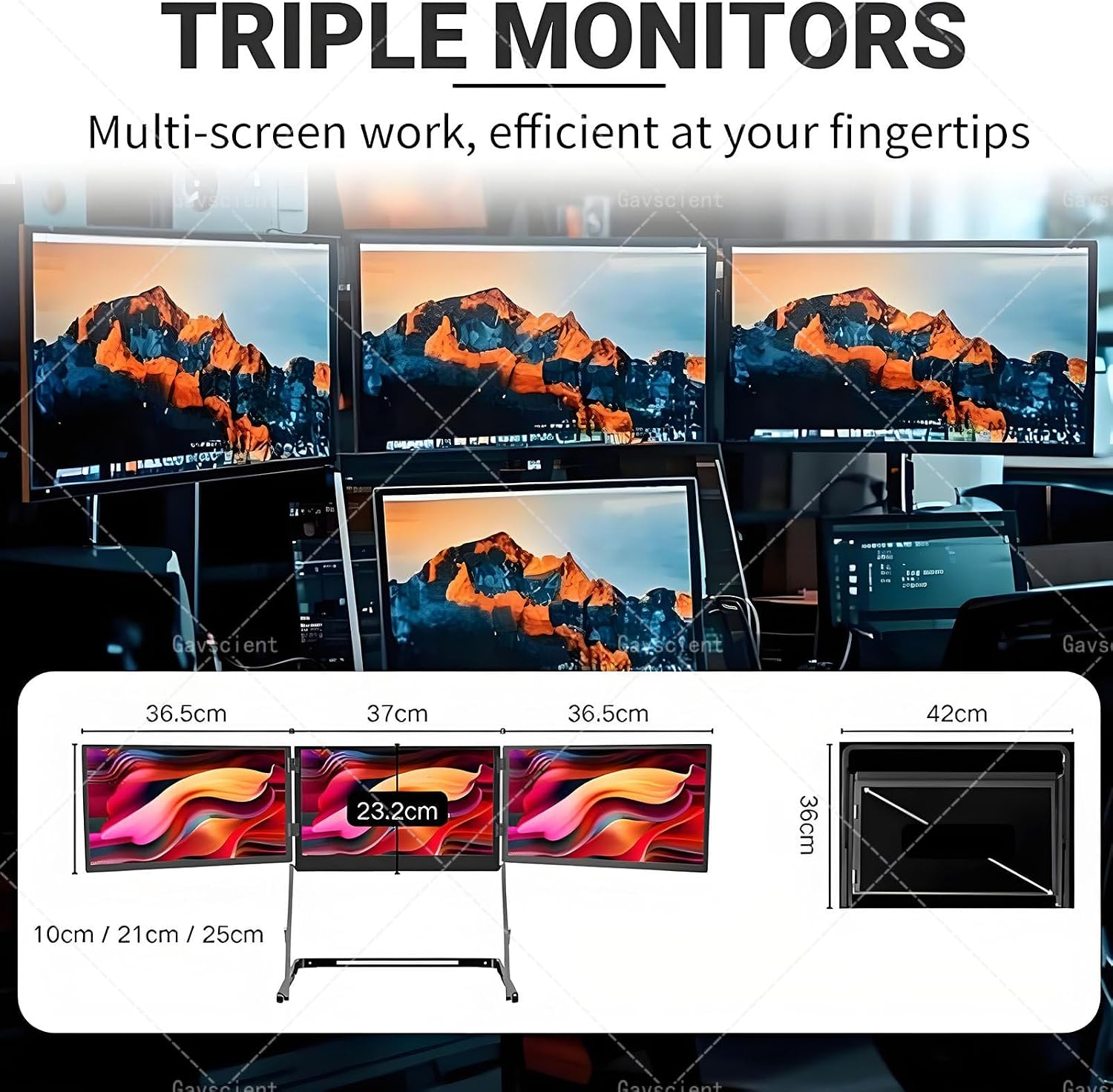 15.6 Inch Triple Laptop Extender, FHD 1080P IPS Portable Foldable Monitor, One Cable for Three Displays, HDMI/USB-C N Play, Travel Productivity Monitor.