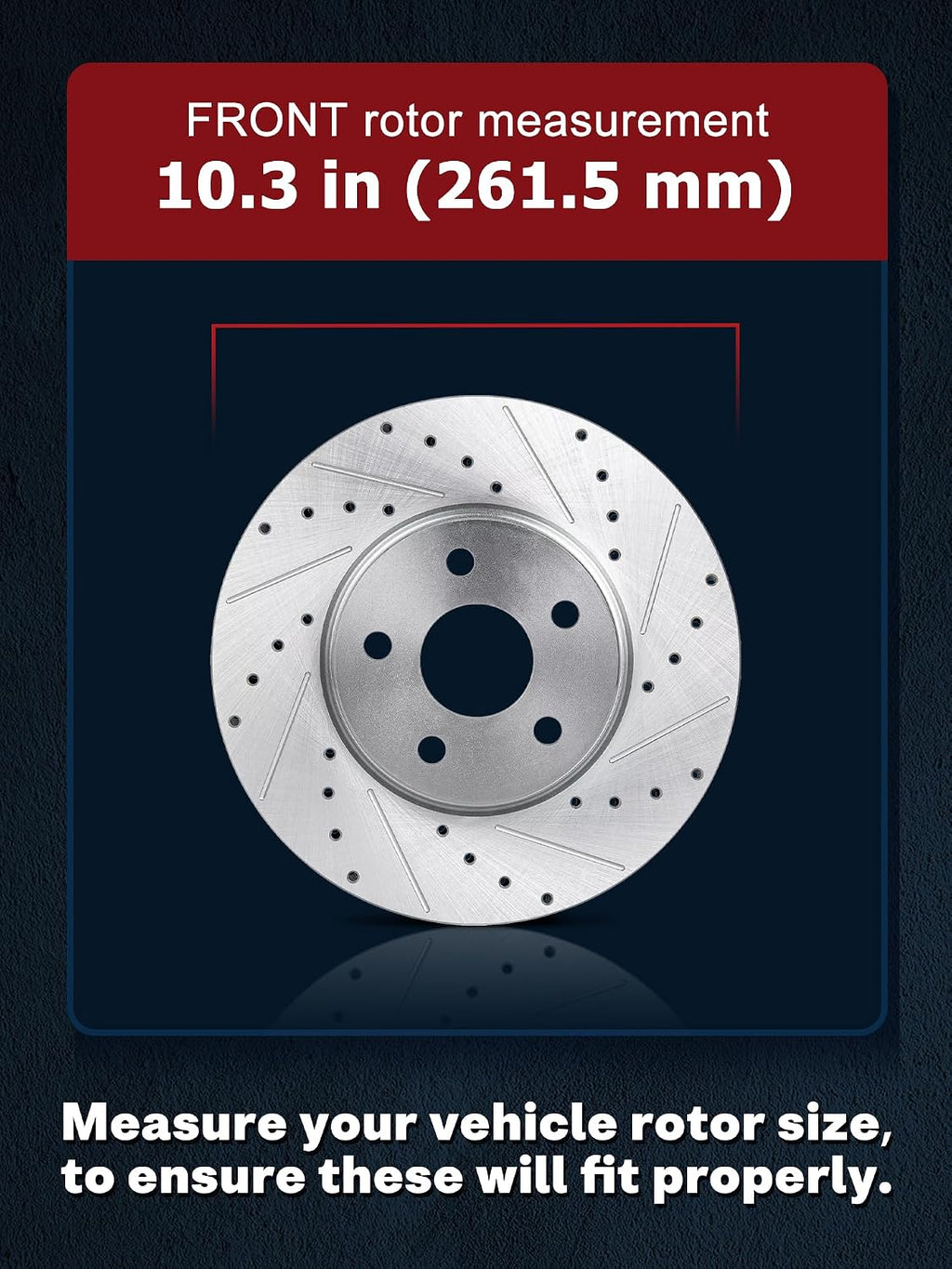 ALLCOMBO 10.3' Front and 10.24' Rear Brake Kit for 2006 2007 2009 2010 2011 Honda Civic, Drilled & Slotted Disc Rotors and Ceramic Pads Brakes Replacement [4-Wheel Disc Brakes]