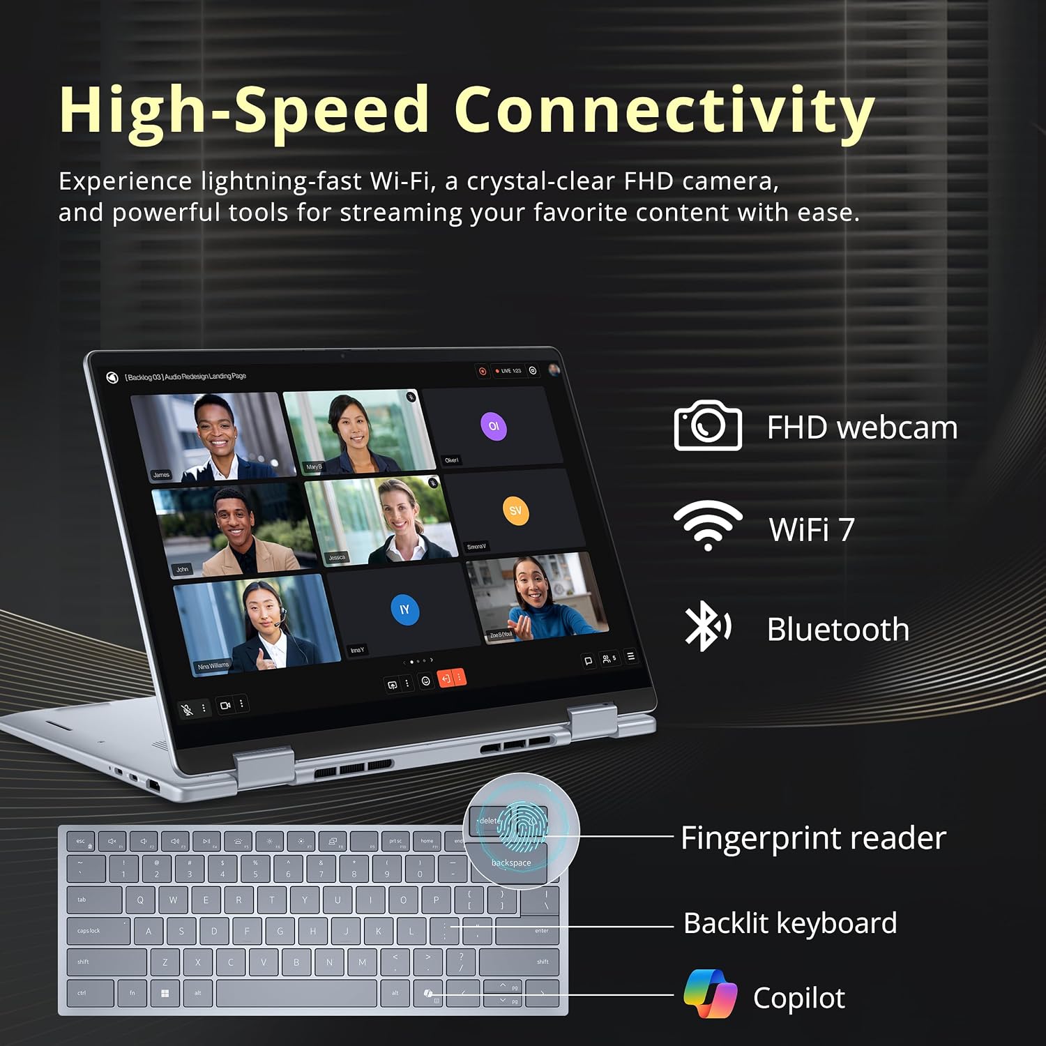 Dell Plus 14' FHD+ 2-in-1 Touchscreen Laptop, Intel Core Ultra 9 288V, 32GB RAM, 2TB Storage(1TB SSD+1TB Docking Station), Backlit Keyboard, Copilot, Wi-Fi 7, Win 11 Pro, Ice Blue