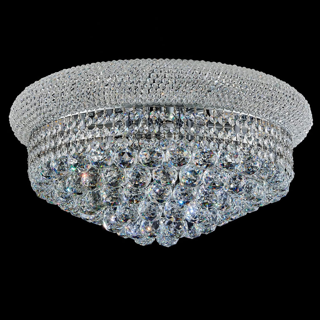 9 - Light Flush Mount Crystal Chandelier for Living Room Dining Room Entryway Hallway Bedroom Foyer Chrome Finish
