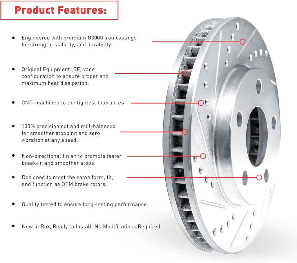 Dynamic Friction Company Front Brake Kit Fits 2003-2005 Honda Civic Hybrid Sedan; 2007-2008 Honda Fit USA/CANADA| 4000 HybriDynamic Pads, Drilled Slotted Rotors| Hardware| 10.3' Front