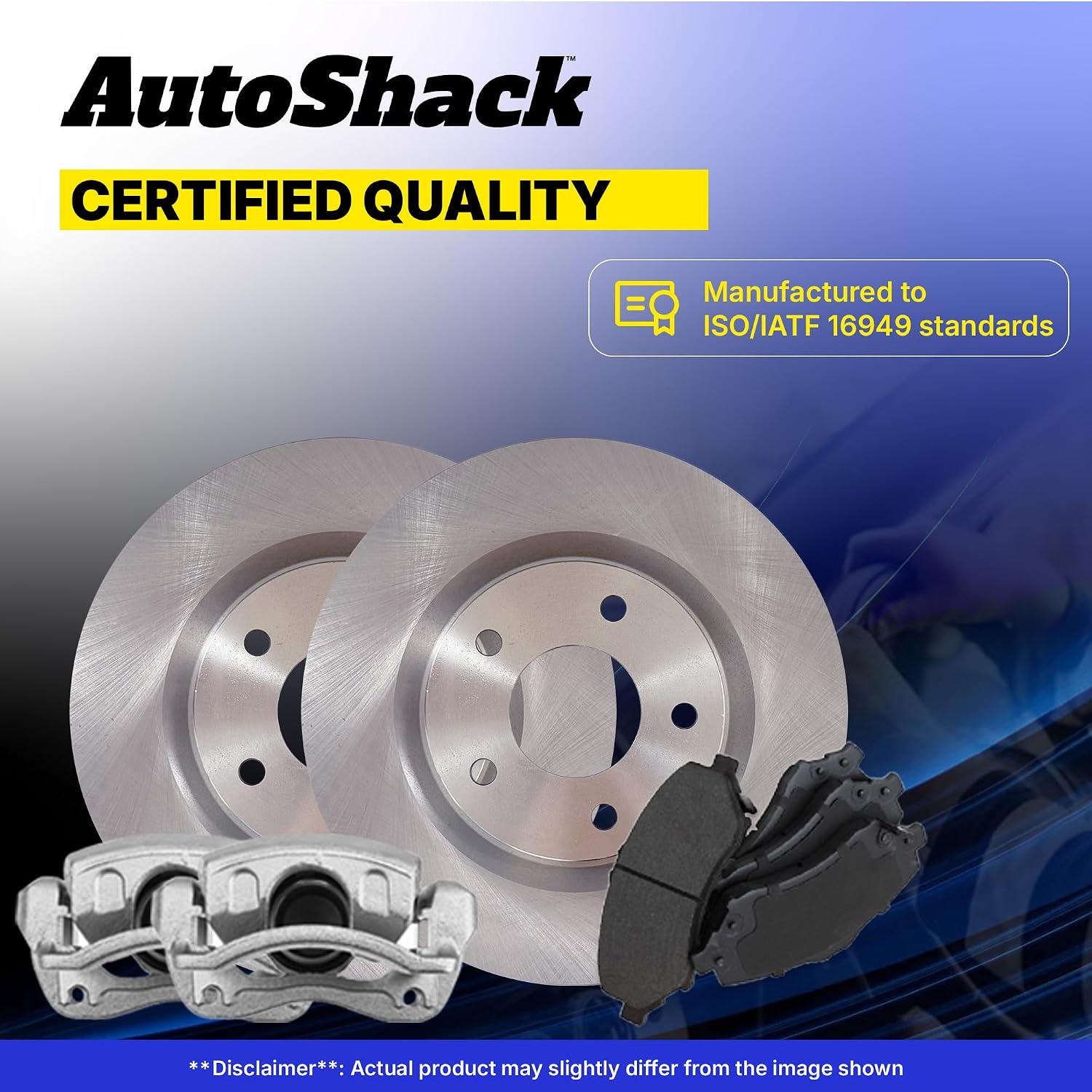 AutoShack Rear Brake Rotors, Ceramic Pads & Calipers for Honda & Acura, Civic 2006-2015 ILX 2013-2015 CSX 2006-2011, FWD L4 1.3L 1.5L 1.8L 2.0L 2.4L - 10.24' (260 mm), 5-Lug