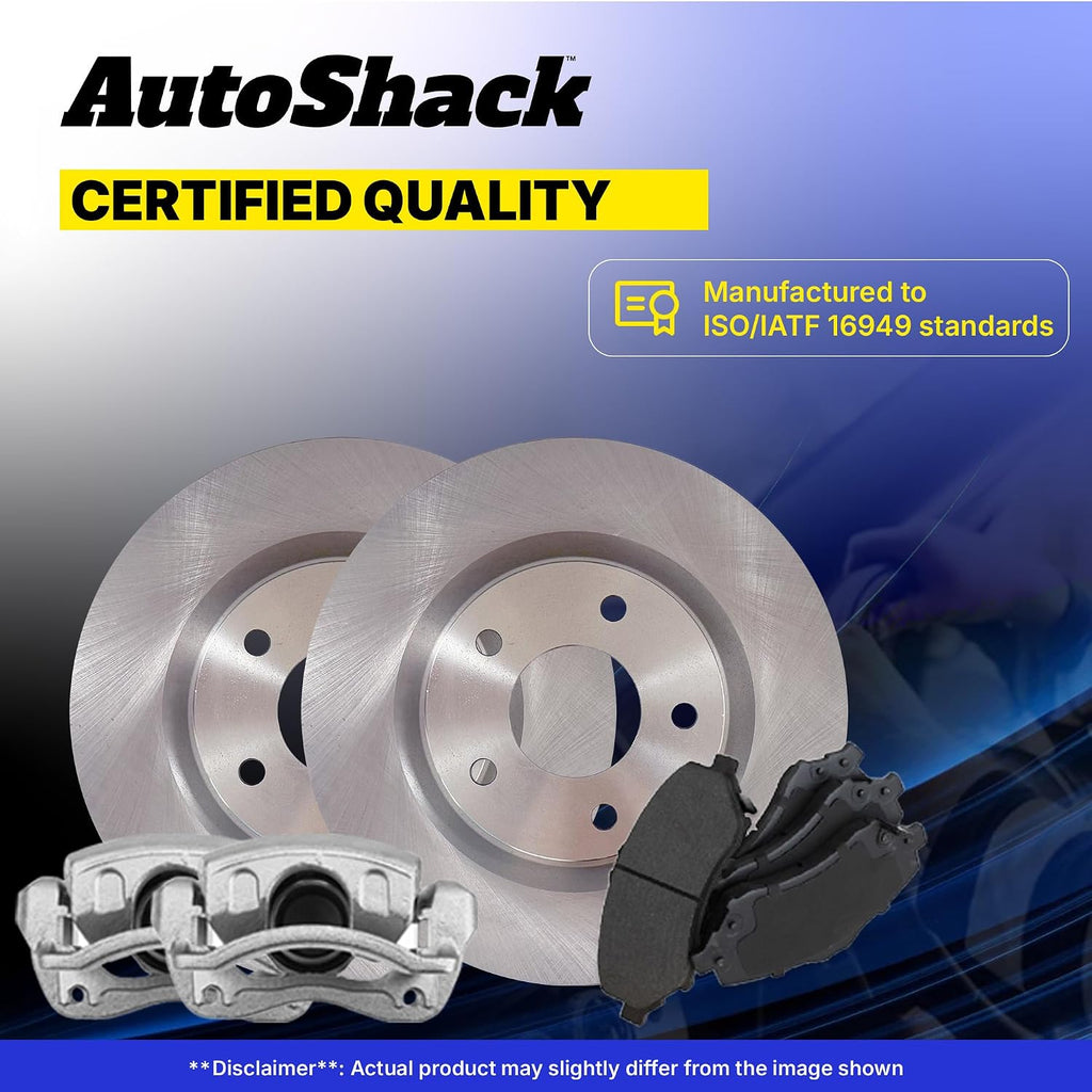 AutoShack Front Brake Rotors, Ceramic Pads & Calipers for Honda & Acura, Civic 2006-2011 RSX 2002-2006, FWD L4 2.0L - 11.81' (300 mm), 5-Lug