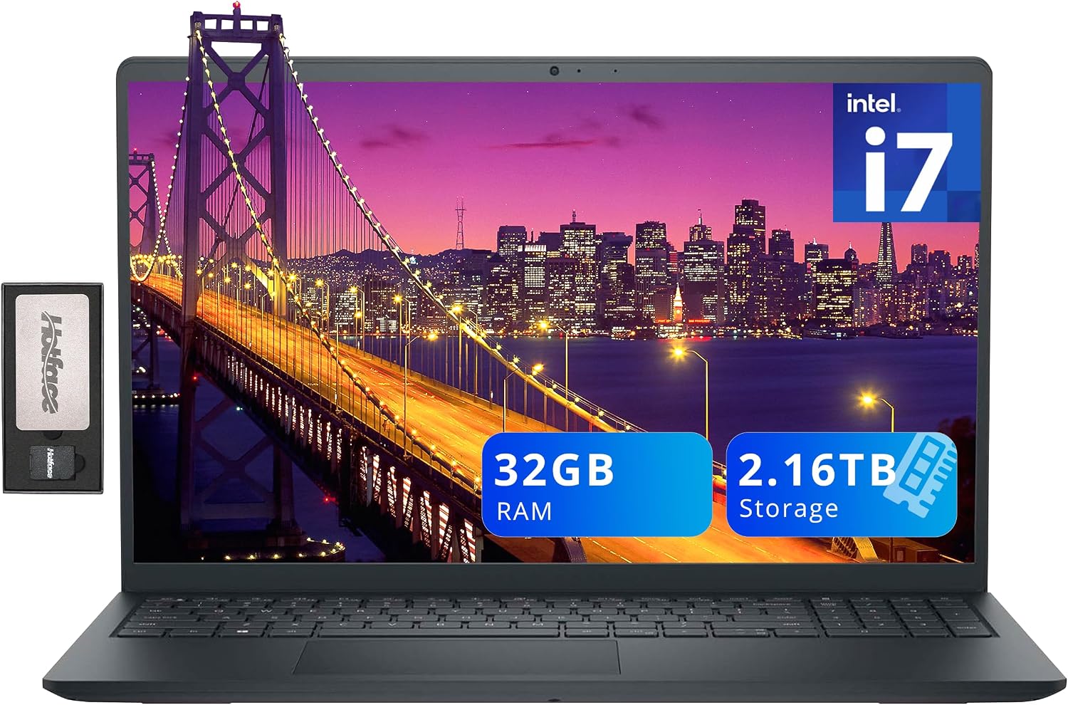 Dell Inspiron 15 3520 15.6' FHD Laptop, Intel i7-1255U, 32GB RAM, 2.16TB Storage (2TB PCIe SSD+160GB Docking Station Set), Iris Xe Graphics, Numeric Keypad, Webcam, Wi-Fi, Windows 11 Home, Black