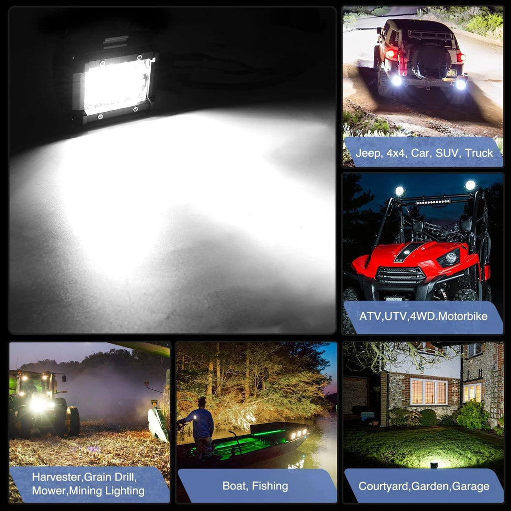 Nilight 20Pcs LED Pods 4Inch 60W Light Bar Flood Spot Combo Triple Row Driving Lamp Roof Bumper Off Road LED Work Lights Pods for Van Camper Wagon Car Pickup Golf Cart ATV UTV SUV Truck Boat 4x4
