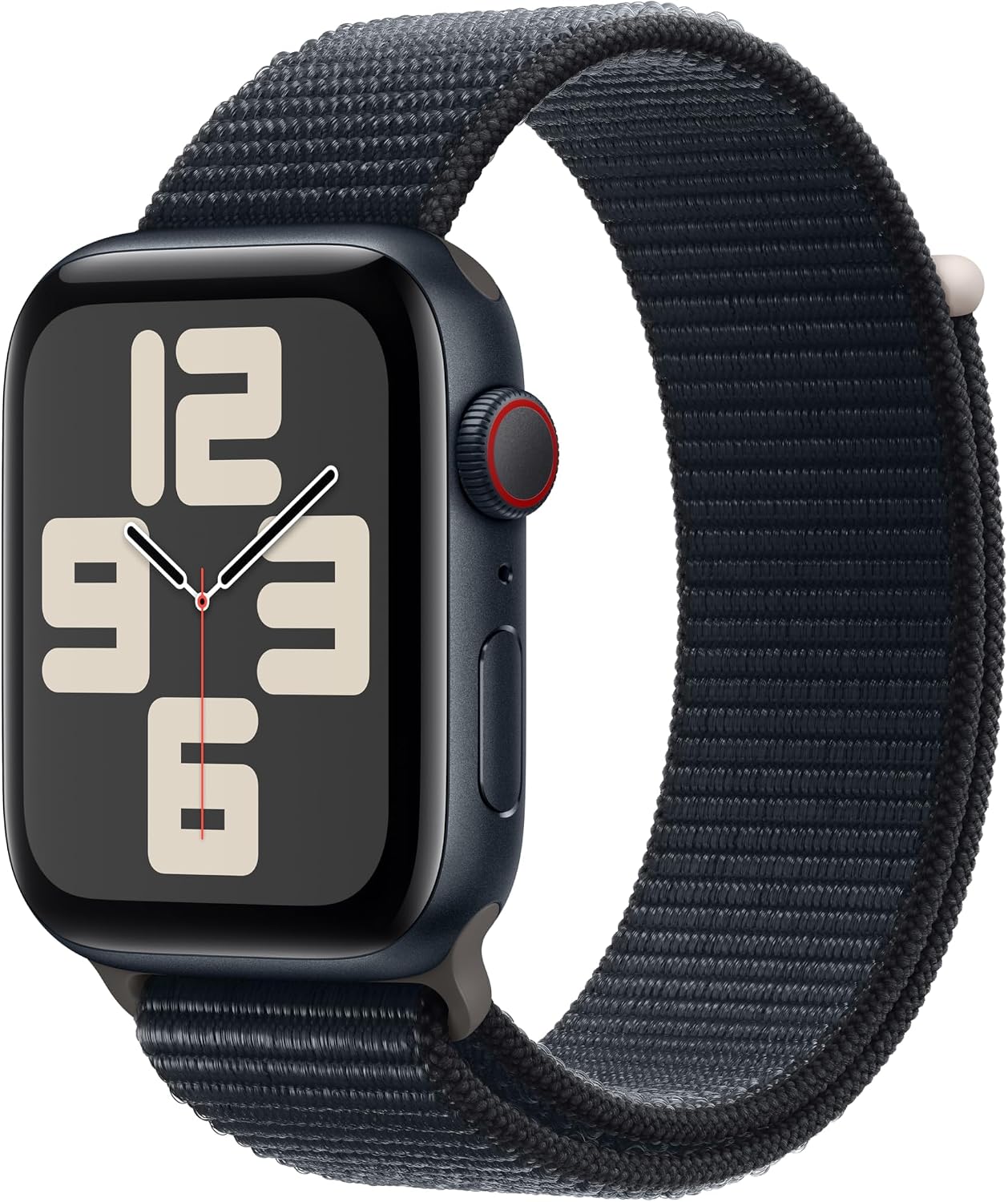 Apple Watch SE (2nd Gen) [GPS + Cellular, 44mm] - Midnight Aluminum Case with Midnight Sport Loop Band, M/L (Renewed Premium)