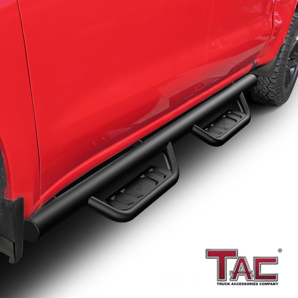 TAC Running Boards Compatible with 2019-2024 Chevy Silverado/GMC Sierra 1500 Crew Cab | 4' Drop Nerf Bars Side Steps | Pickup Truck Off-Road Exterior Accessories 2pcs