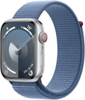 Apple Watch Series 9 [GPS + Cellular, 45mm] - Silver Aluminum Case with Winter Blue Sport Loop, One Size (Renewed)